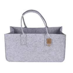 Graue Filztasche für Kaminholz - 2-fach sortiert - 50 cm