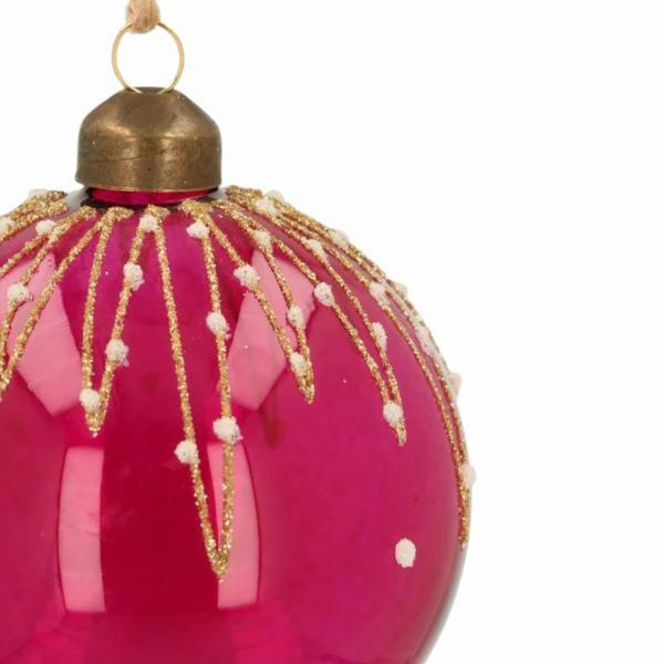 Kerstbal Sparkle Berry glas roze 8 cm