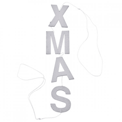 Buchstabengirlande XMAS silber vertikal 60 cm