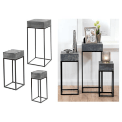Plant table, stone look, set of 3, approx. 70cmH
