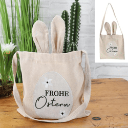 Tasche frohe Ostern mit Hasenohren, ca.24x24cm