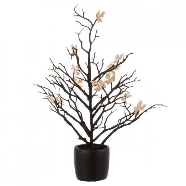 J-Line künstlicher Baum im Topf Glitter schwarz 43 cm
