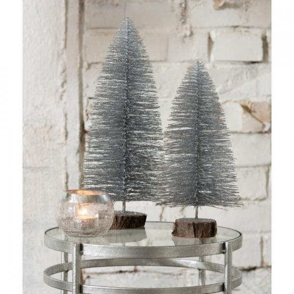 J-Line Weihnachtsbaum auf Sockel glitter silber 37 cm