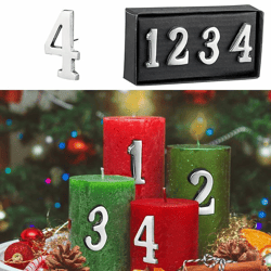 Candle plug, Advent, 4pcs, silver, small, approx. 3cmH