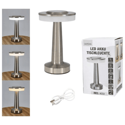 LED table lamp Lille, silver, USB, approx. 21cmH