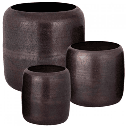 PTMD flowerpot Djace aluminum copper colored 34 cm set of 3