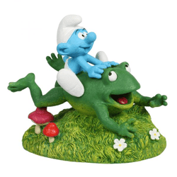 Smurf on frog - decorative figurine