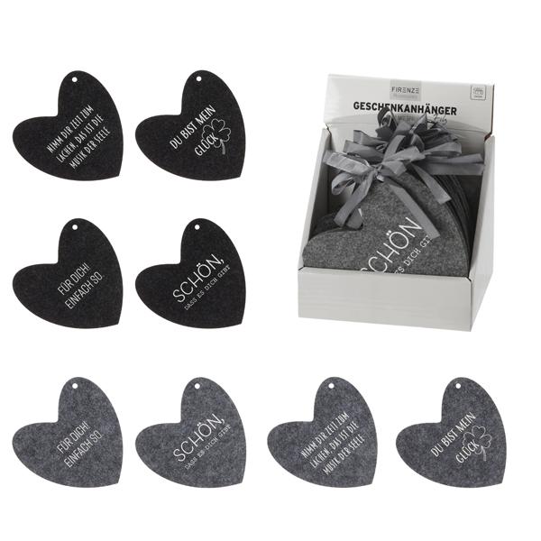 Geschenkanh&auml;nger Filz Herz mit Spruch 8/s
