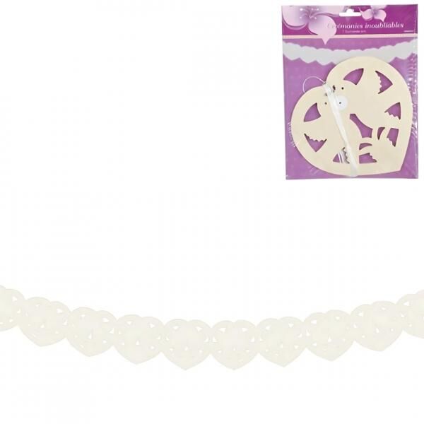 Girlande Liebe Taube Papier Elfenbein 4 m