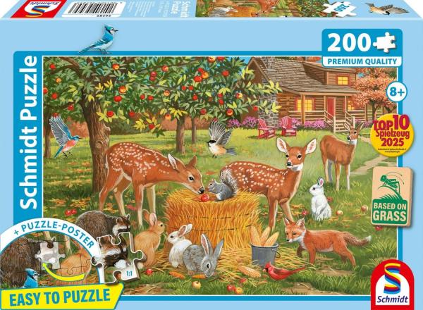 Grasfaser Kinderpuzzle - Tierpicknick - 200 Teile