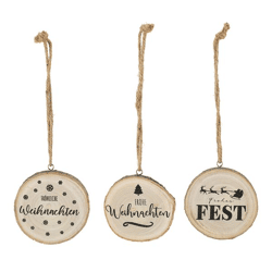 Hänger Holzscheibe Weihnachten, 3/s, ca.10cmD