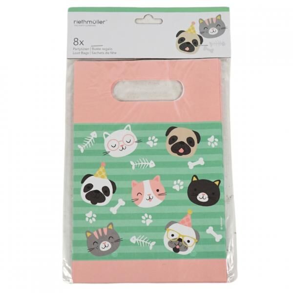 Hallo Haustiere Geschenktüte Hund/Katze 23,5 cm Satz von 8