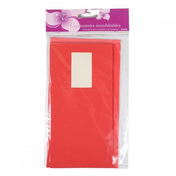 Karten mit Umschlägen rot 21 cm 5 Stk.
