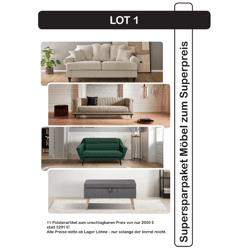 LOT1 Möbel Polstermöbel Packet 3er Sofas, 2er Sofas und Hocker