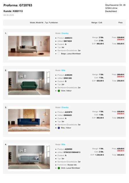 LOT1 Möbel Polstermöbel Packet 3er Sofas, 2er Sofas und Hocker