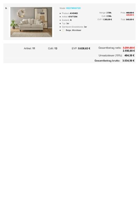 LOT1 Möbel Polstermöbel Packet 3er Sofas, 2er Sofas und Hocker