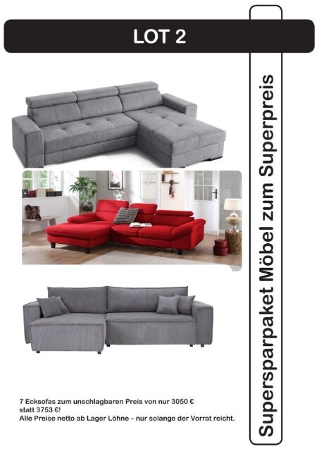 LOT2 Möbel Polstermöbel Packet Ecksofas Couches 