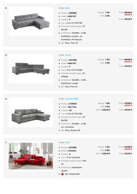 LOT2 Möbel Polstermöbel Packet Ecksofas Couches 