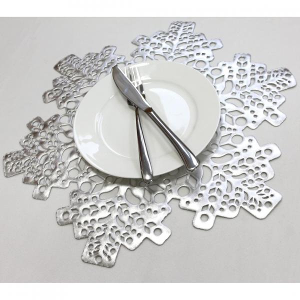 Tischset Weihnachten Schneeflocke silber 41 cm