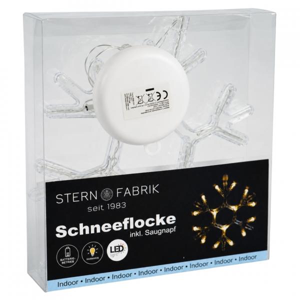 Battery-powered LED snowflake Christmas ornament, white, 19 cm