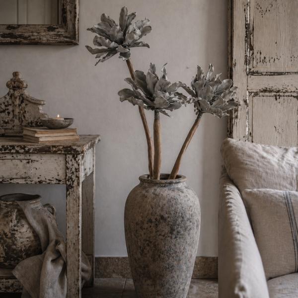 Künstliche Blume Schaum grau/braun 115 cm