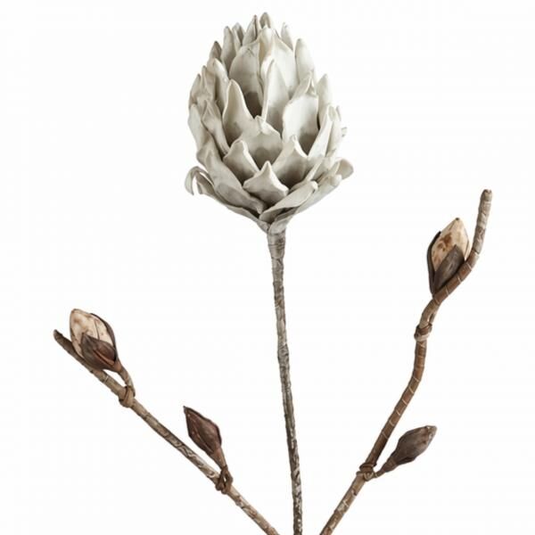 Künstliche Blume Schaum Lisa grau/weiß 122 cm