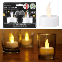 LED Teelicht, 2er Set, Timer, ca. 4cmD
