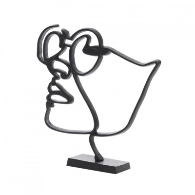 Licht & Wohnen Skulptur Gesicht mattschwarz 35 cm