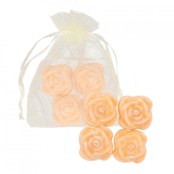 Bernsteinblock Rose Babypuder 2,5 cm Organzabeutel mit 4 Stück