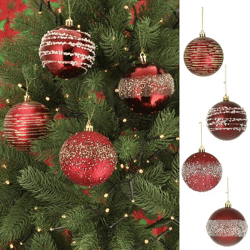 Christmas tree bauble, dark red, 4/s, approx. 8cmD