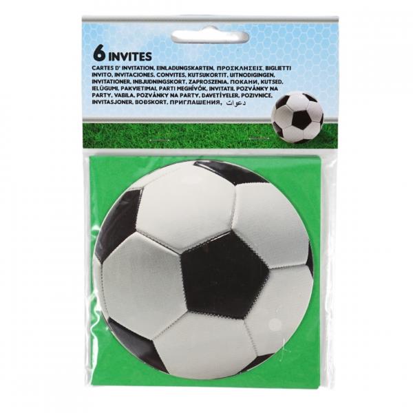 Einladungskarten Fußball 10 cm 6 Stück.