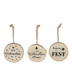 Hänger Holzscheibe Weihnachten, 3/s, ca.18cmD