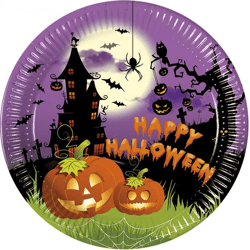 HAPPY SPOOKY HALLOWEEN (NEW) - 8 paper plates large 23cm