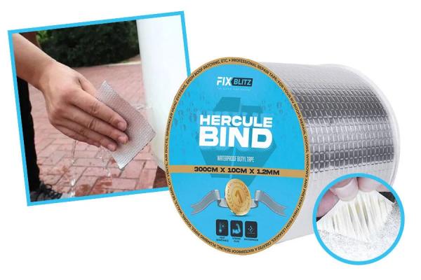 HerculeBind Professional – wasserfestes Butylband – 3 m x 10 cm x 1,2 mm – industrietaugliches Dichtungsband für Dächer und Rohre