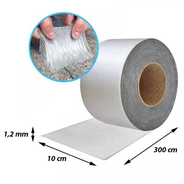 HerculeBind Professional – wasserfestes Butylband – 3 m x 10 cm x 1,2 mm – industrietaugliches Dichtungsband für Dächer und Rohre