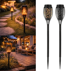 LED solar torch, flame, approx. 50cmH