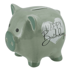Piggy bank, Happy Birthday, approx. 12cm