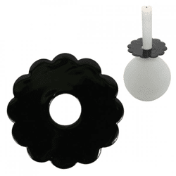 Stjernsund Kerzenring Loua Blume schwarz glänzend 9,3 cm