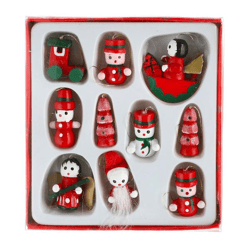 Christmas tree decorations, wood, set of 10, approx. 3cmH