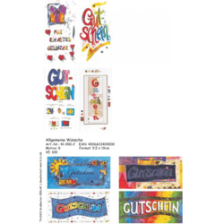 Gutscheinkarten - 100 Stück - 8 Motive