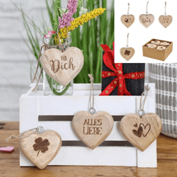 Hanger, heart, mango, 4/s, approx. 6cmD