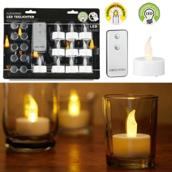 LED tea light set of 10 with remote control, white