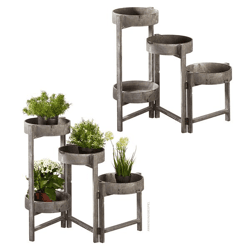 Vintage plant steps, round, four steps, gray, approx. 65cmH