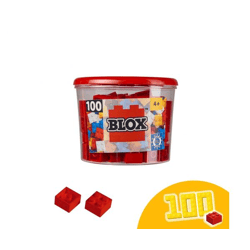 Simba 104114111 - Blox 100 red 4-piece building blocks in a tin (Androni)