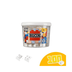 Simba 104114113 - Blox 100 white 4-piece building blocks in a tin (Androni)