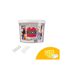 Simba 104118890 - Blox 40 white 8-piece building blocks in a tin (Androni)