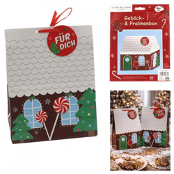 Stern Fabrik Geschenkbox „Weihnachtshaus“ 11 cm, 4er-Set