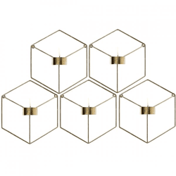 Wand-Teelichthalter goldfarben 20 cm 5er-Set