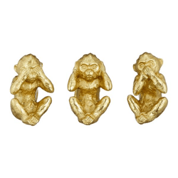 Affe 3/s, gold, klein, ca. 10cmH
