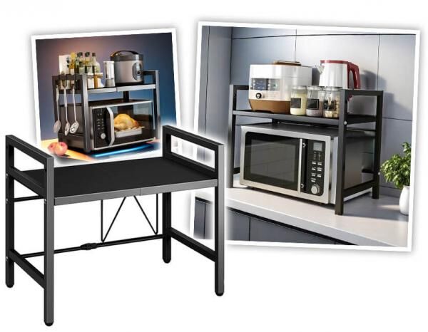 Ausziehbares Küchenregal MagicRack BLACK – Großhandel: Regal für Mikrowelle und Küchenutensilien